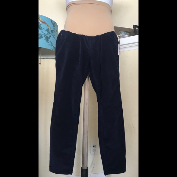 Jessica Simpson Navy Blue Cord Corduroy Maternity Jeans Pants Skinny L new NWT - Picture 2 of 8